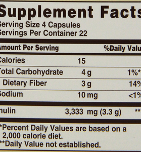 Sundown Naturals Inulin Fiber Prebiotic Mineral Supplement Capsules