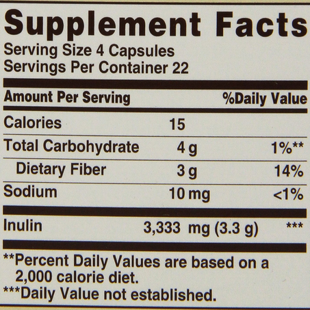 Sundown Naturals Inulin Fiber Prebiotic Mineral Supplement Capsules